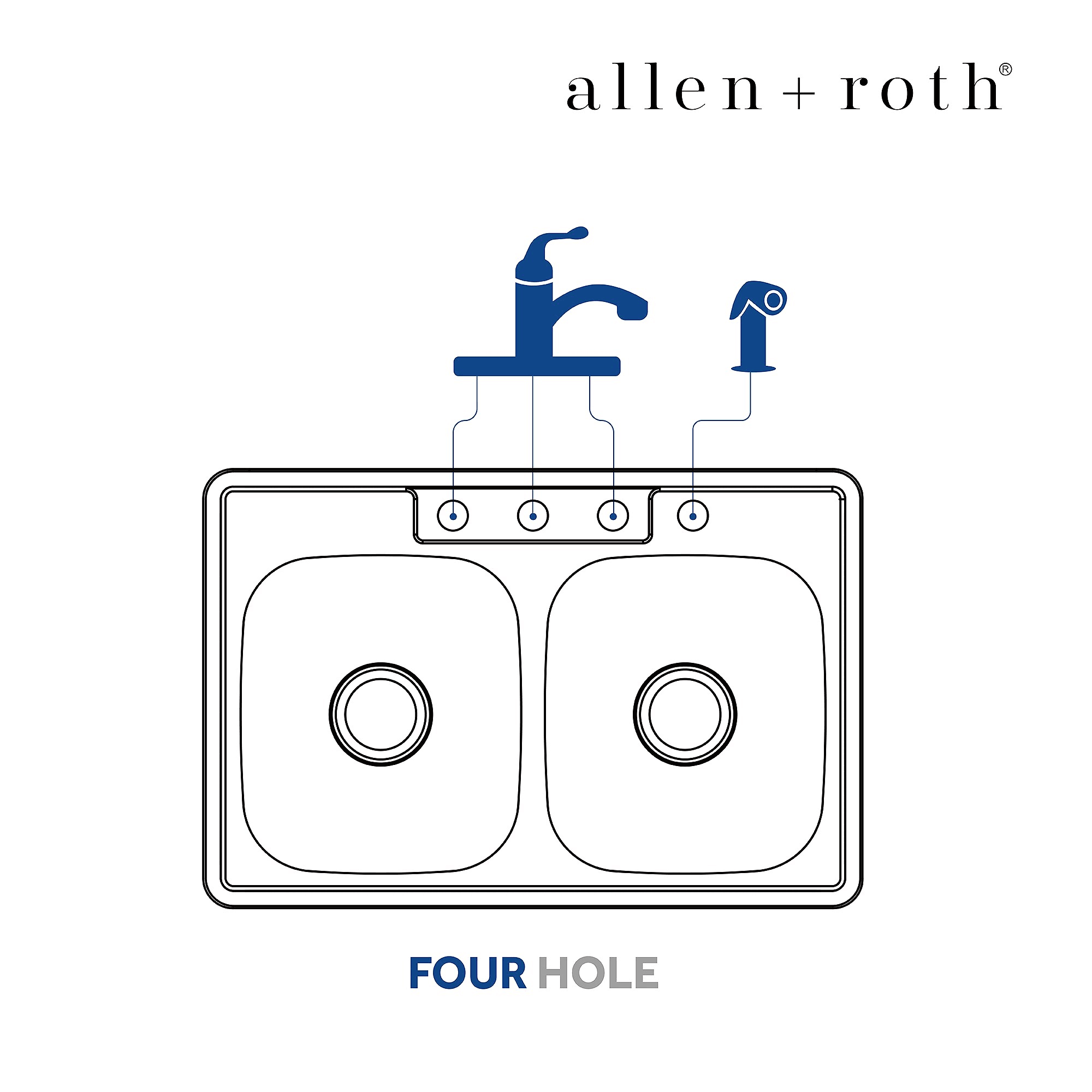 Allen + Roth The Fenway Drop-In 33-in x 22-in Stainless Steel Double Equal Bowl 4-Hole Kitchen Sink | VT3322A08-S