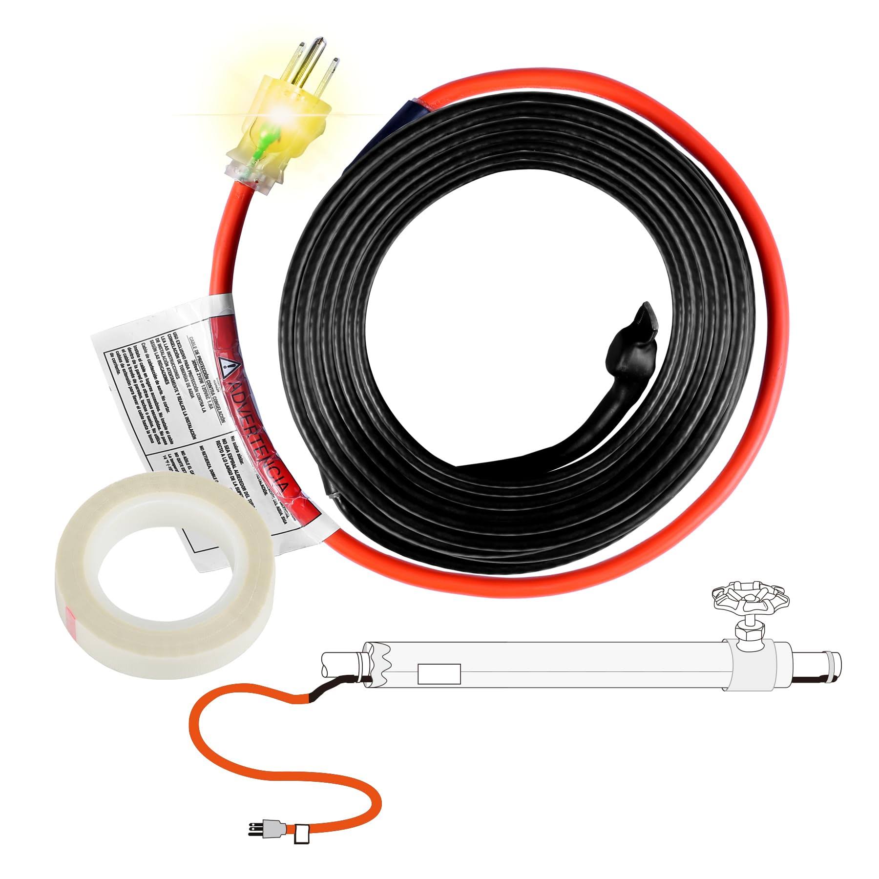 HEATIT Hisd 3-Feet Pipe Heating Cable with Built-in Thermostat