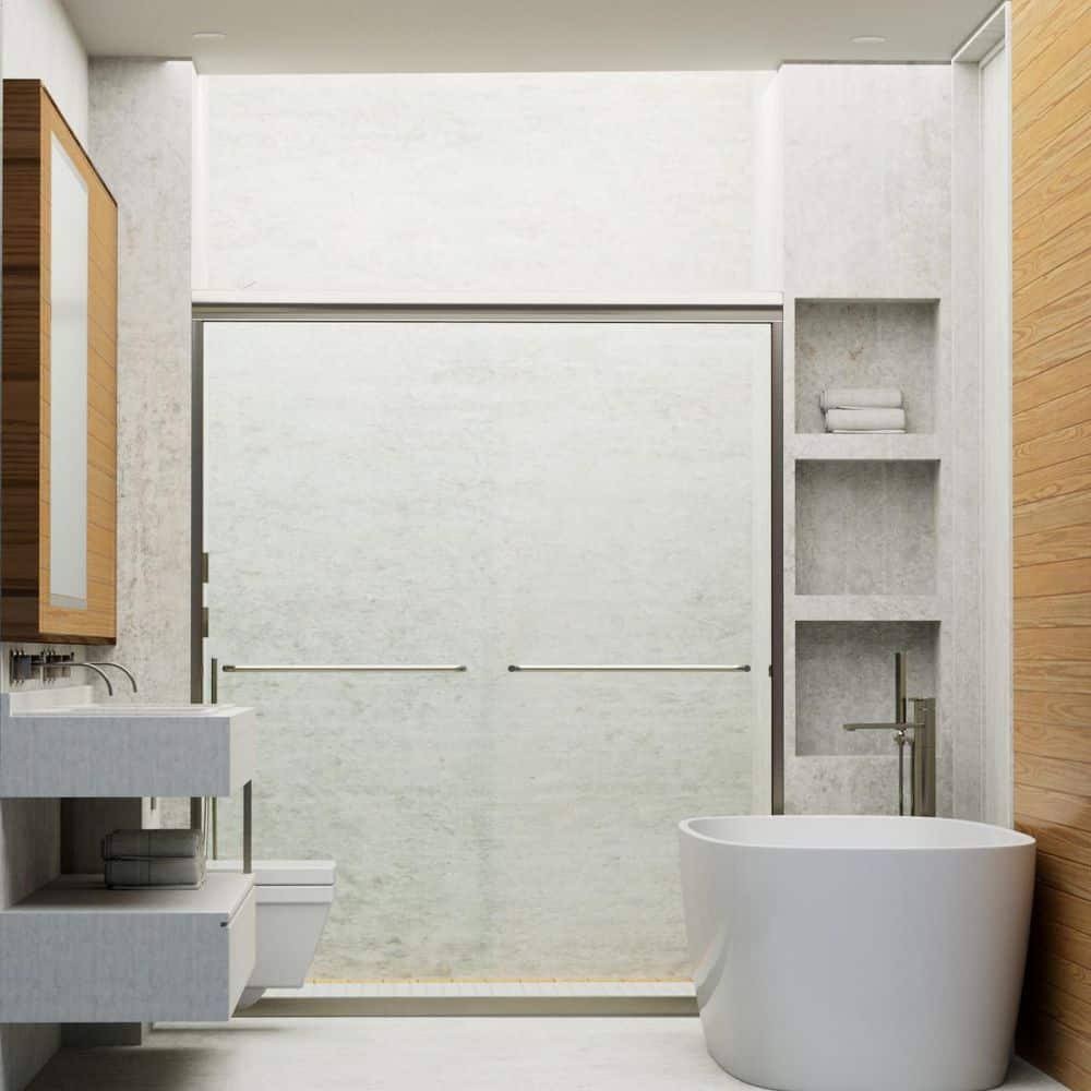 niveal Vale 60 in. W x 72 in. H Sliding Semi-Frameless Shower Door in Chrome with Clear Glass