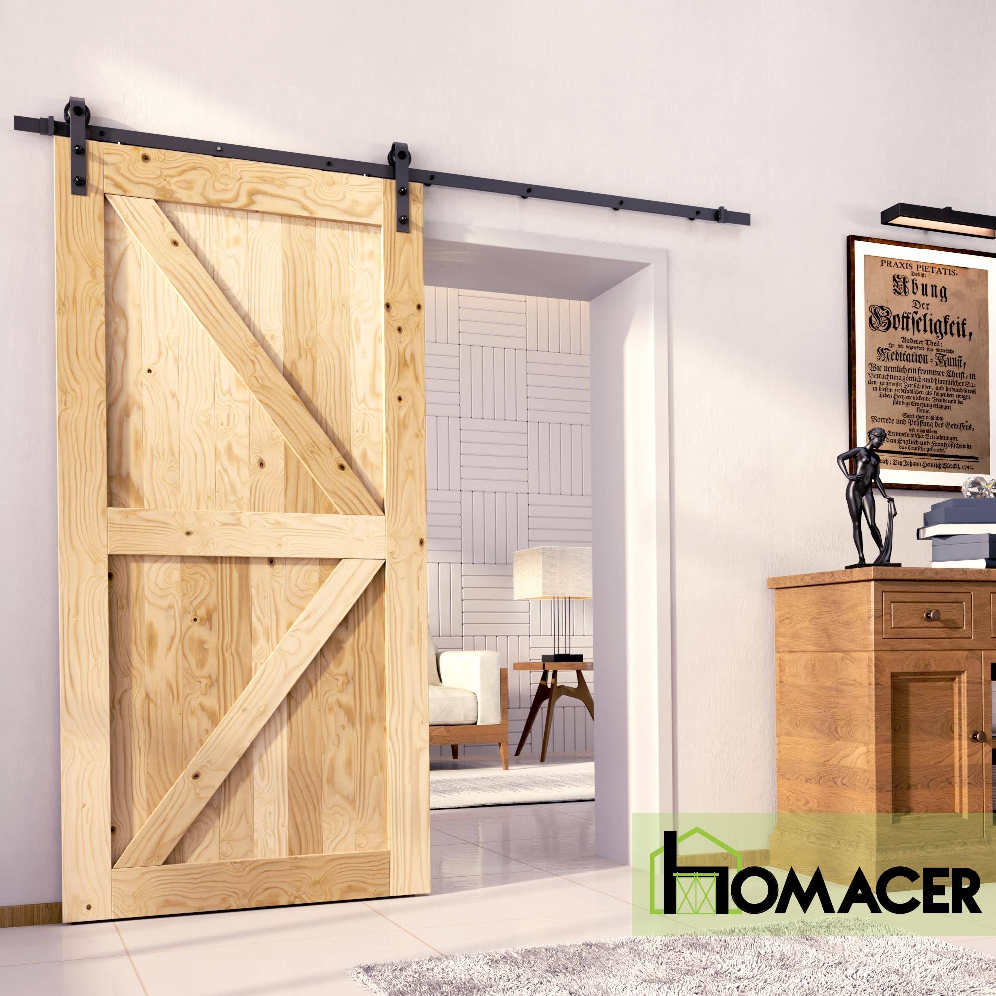 Homacer 44-in x 84-in Unfinished Pine Wood Single Barn Door
