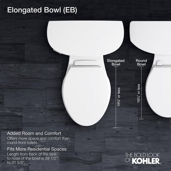 Kohler 31621-RA Cimarron Two-Piece Elongated 1.28 GPF Chair Height Toilet, Biscuit