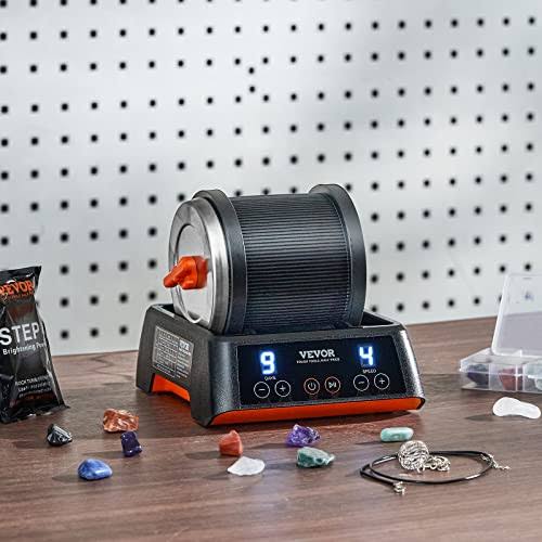 VEVOR Direct Drive Rock Tumbler Kit, 4-Speed/9-Day Timer, Professional Rock Polisher with Rough Gemstones/Grits/Jewelry Fastenings, Stone Polishing