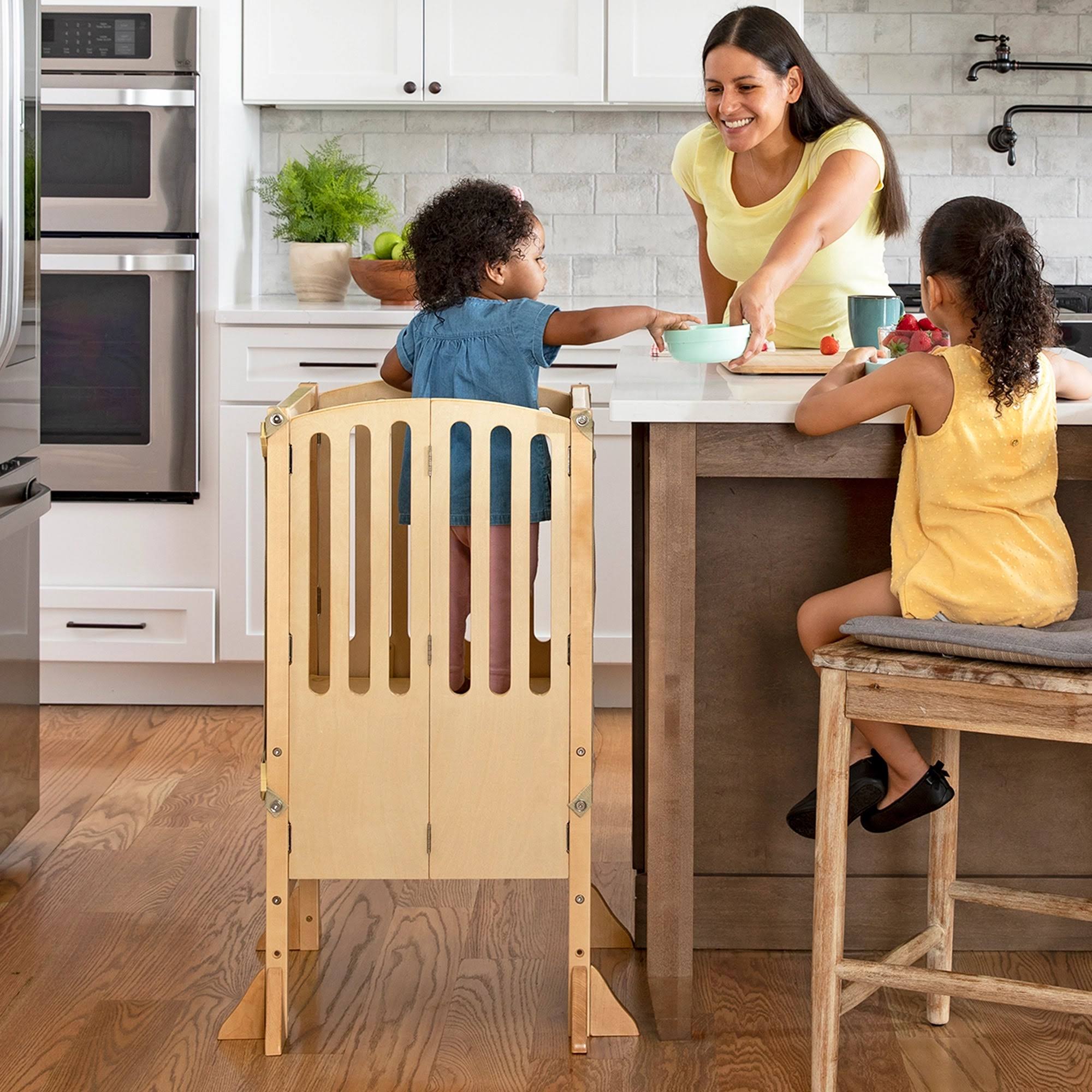 Guidecraft Contemporary Kitchen Helper Stool- Natural