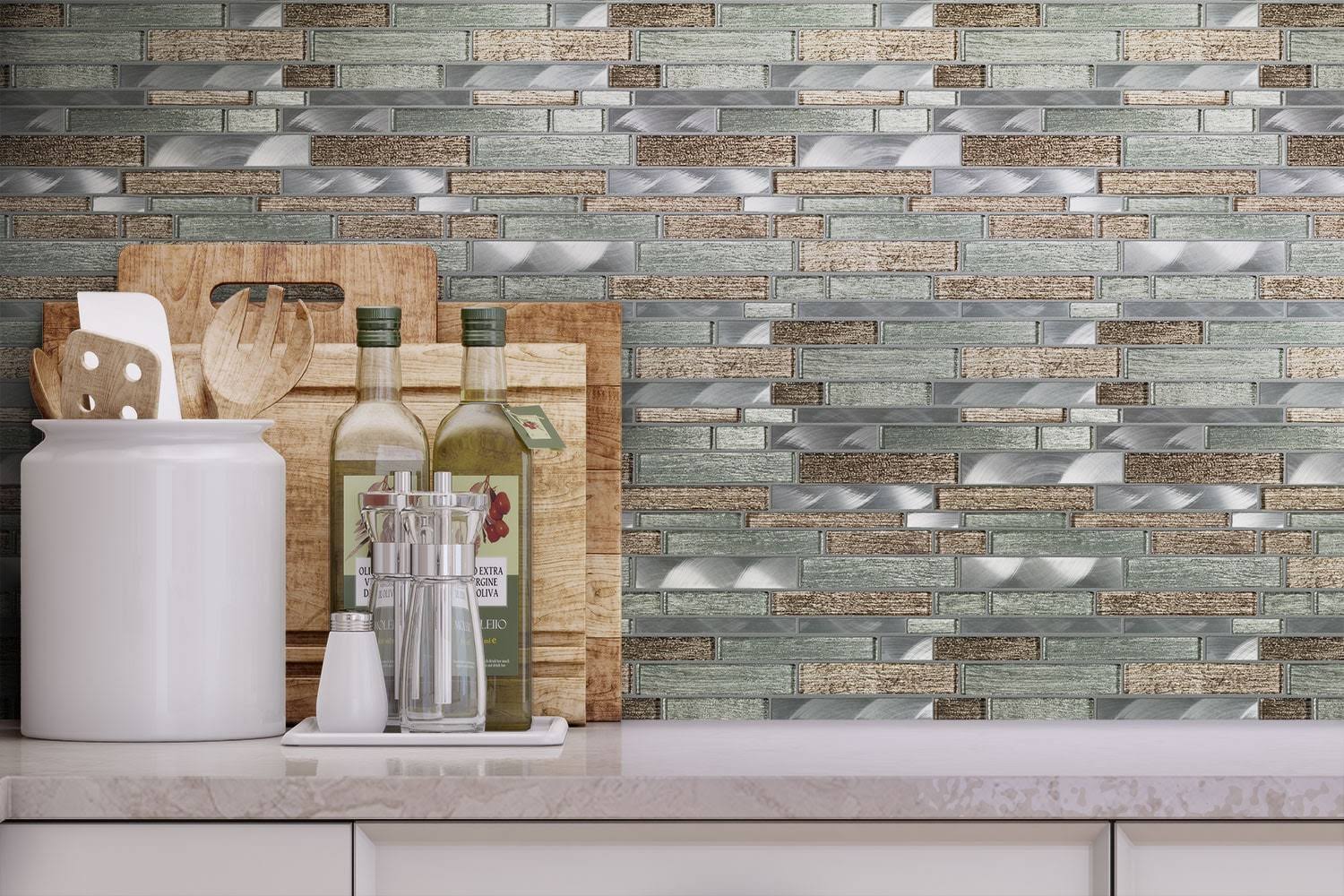 Elida Ceramica Sparkling River 12-in x 12-in Glossy GLASS; Metal Linear and Wall Tile (0.95-sq. ft/ Piece)