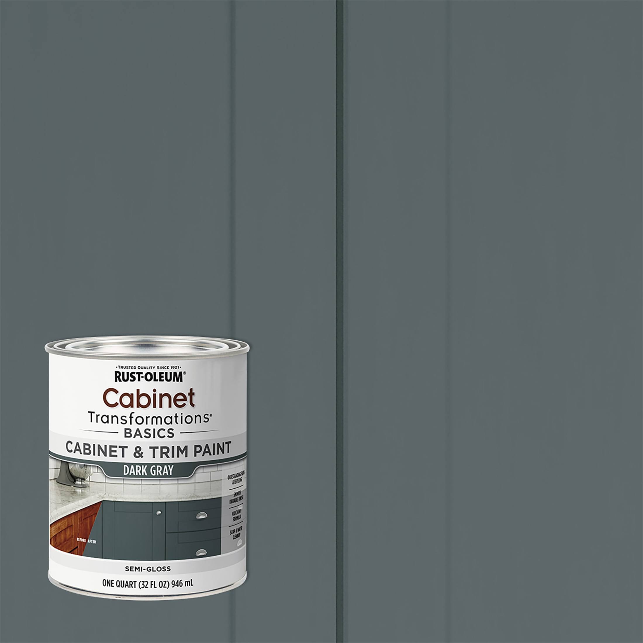 Rust-Oleum 372010 Cabinet & Trim Paint Semi- Gloss Dark Gray Quart