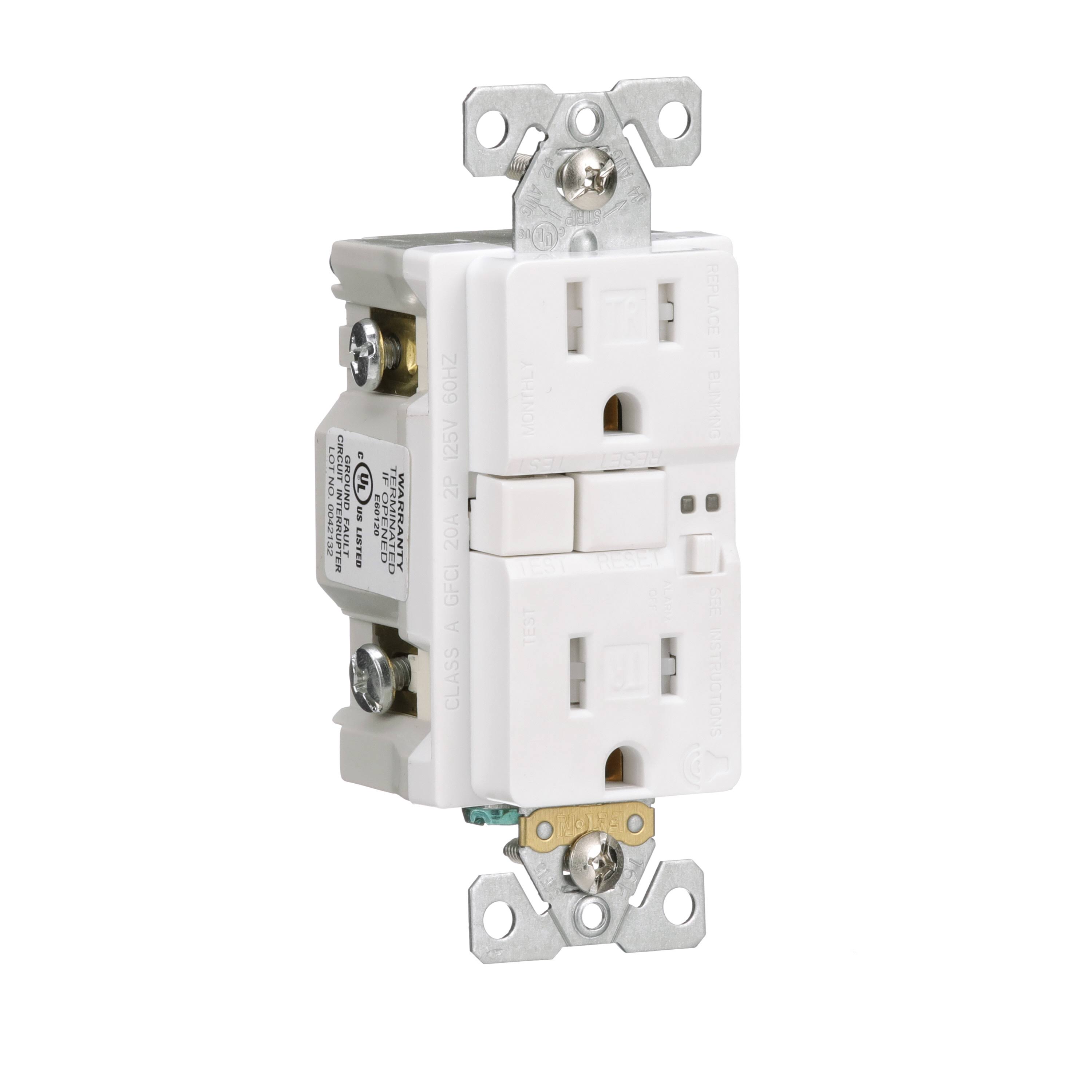 Eaton 15-Amp 125-Volt Tamper Resistant GFCI Residential Decorator Outlet, White | TRSGFA15W-BX-LW