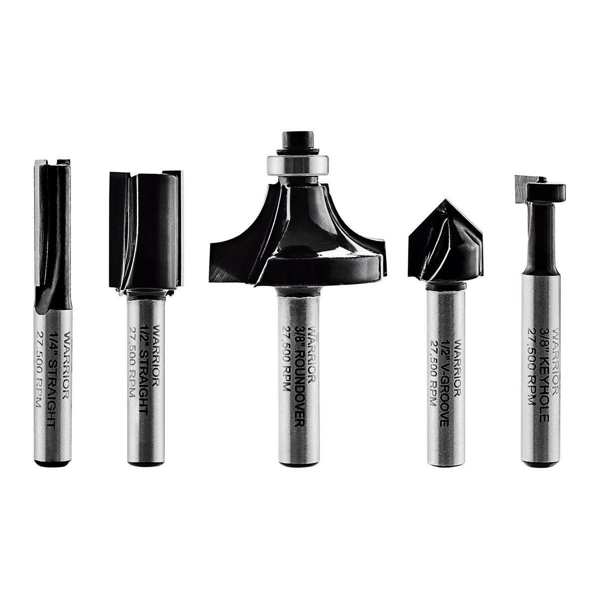 Warrior Carbide Router Bit Set, 5 Piece
