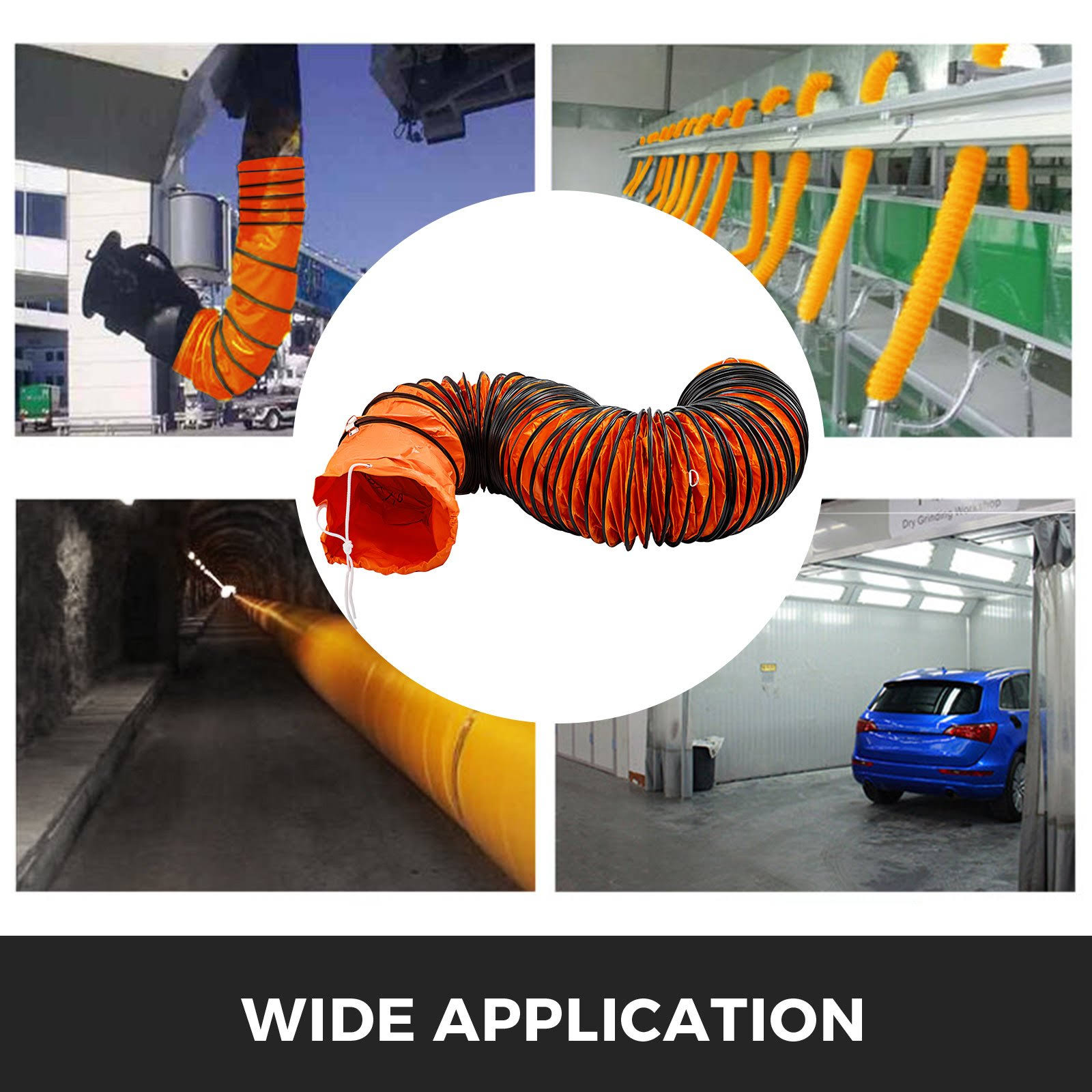 VEVOR 10inch Flexible Duct Hosing 25ft PVC Duct Hose for Exhaust Extractor Fan Blower