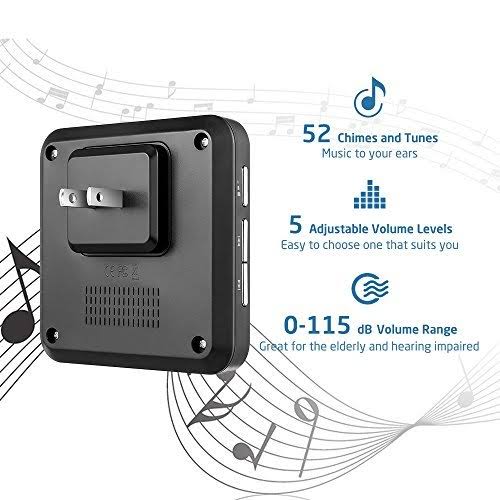 AVANTEK D-3B Waterproof Chime Kit Operating at Over 1300 Feet with 2 Plug-in Receivers, CD Quality Sound and LED Flash, 52 Melodies