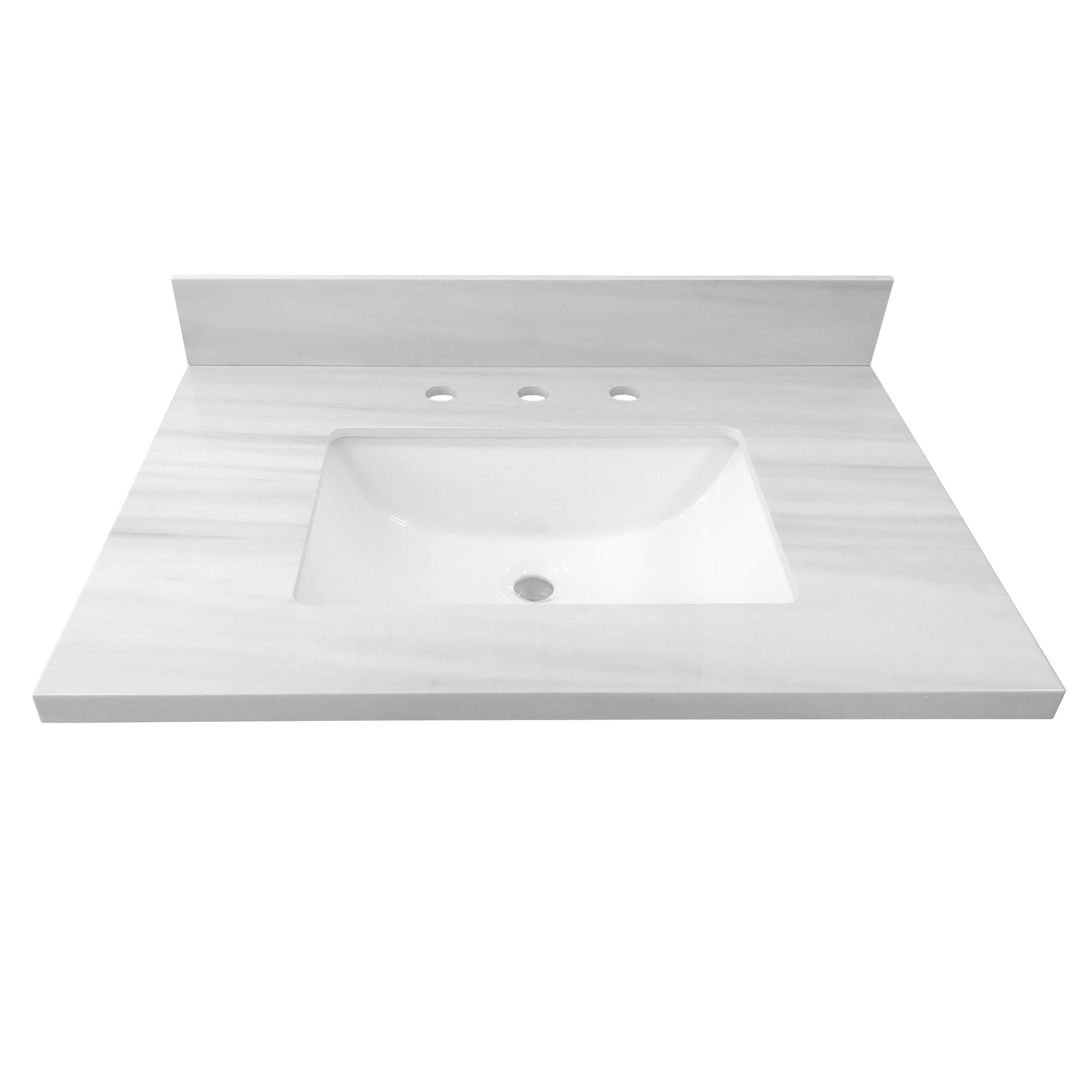Allen + Roth Dolomiti Bianco 31-in White Sintered Stone Undermount Single Sink 3-Hole Bathroom Vanity Top | 261555