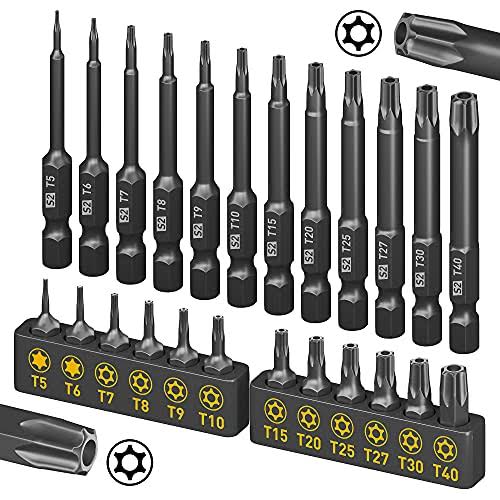 Torx Bit Set, Amartisan 24-Piece Security and Tamper Resistant Star Bits Set S2 Steel, 1