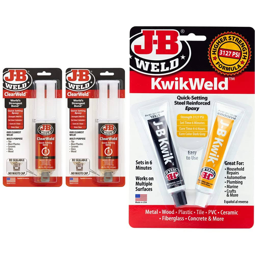 J-B Weld 50112 Clear 25 ml ClearWeld Quick-Setting Epoxy Syringe (Pack of 2)