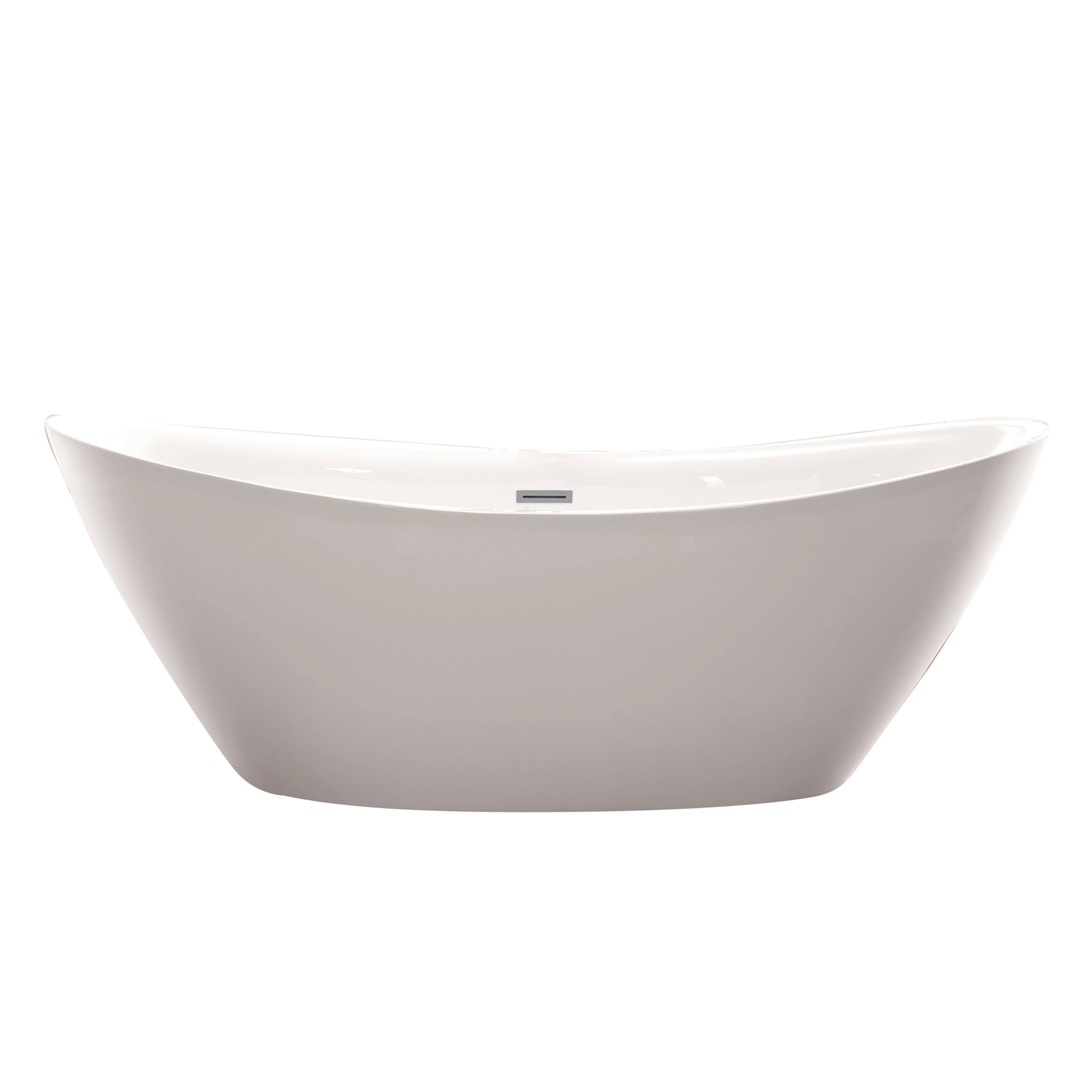 Vanity Art White Acrylic 71-Inch Freestanding Soaking Bathtub- VA6807