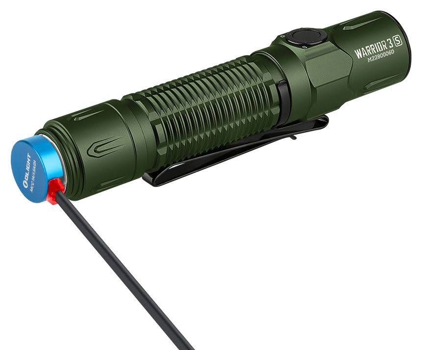 Olight Warrior 3S Tactical Rechargeable LED Flashlight, OD Green
