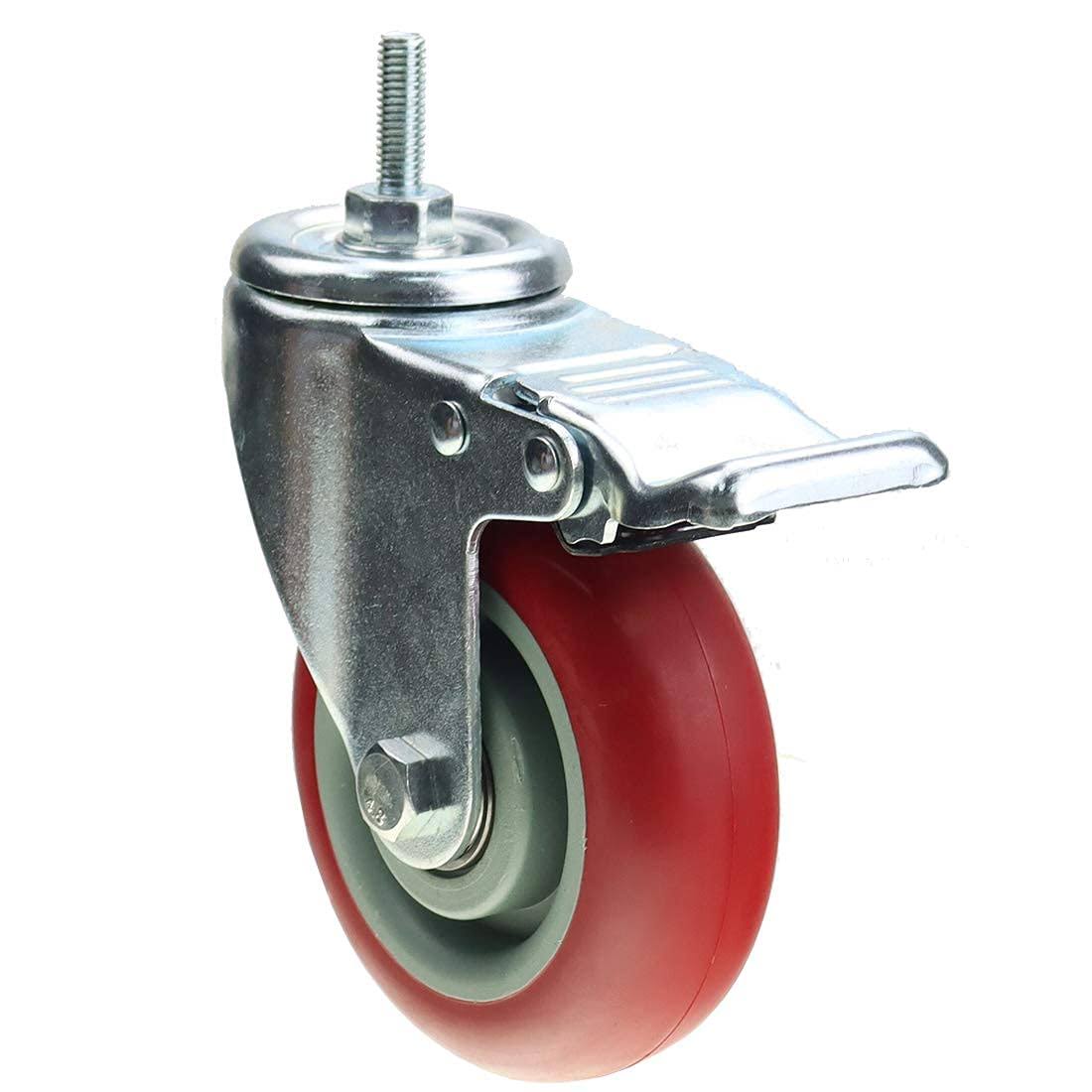 AOZEL Heavy Duty Stem Caster Wheels Double Bearing PU Castors No Noise Swivel Casters AZL0014