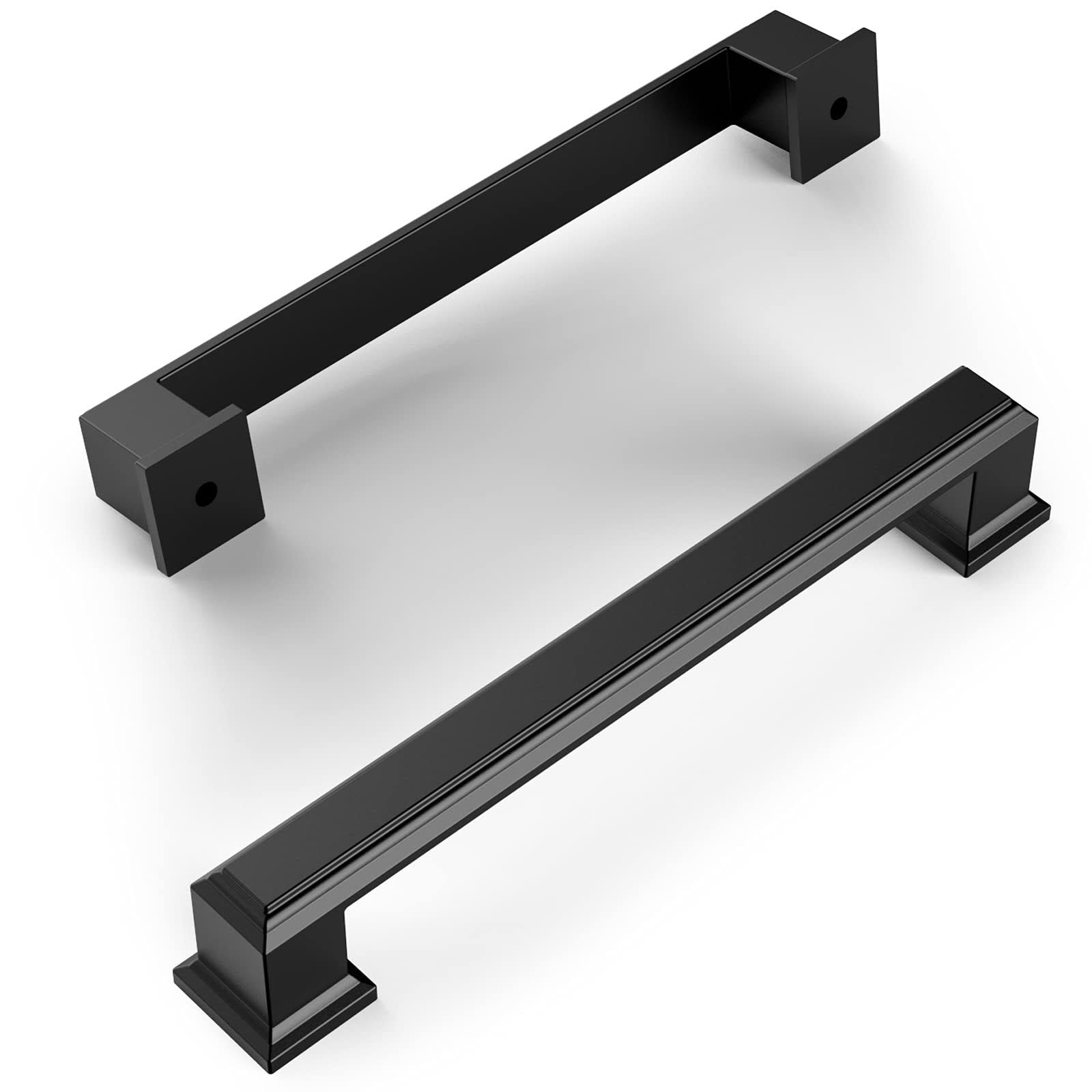 Amerdeco 10 Pack Matte Black 5 Inch(128mm) Hole Centers Kitchen Cabinet Pulls Cabinet Hardware Kitchen Handles for Cabinets Cupboard Handles Drawer 1