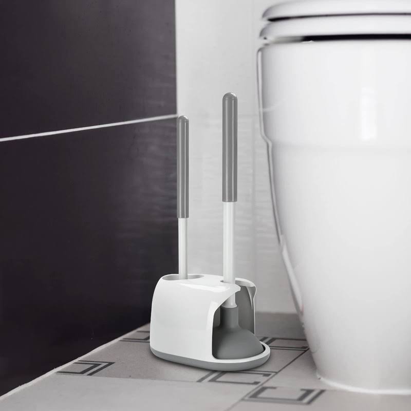 TreeLen Toilet Plunger and Bowl Brush with Holder Combo Set for Bathroom Cleaning