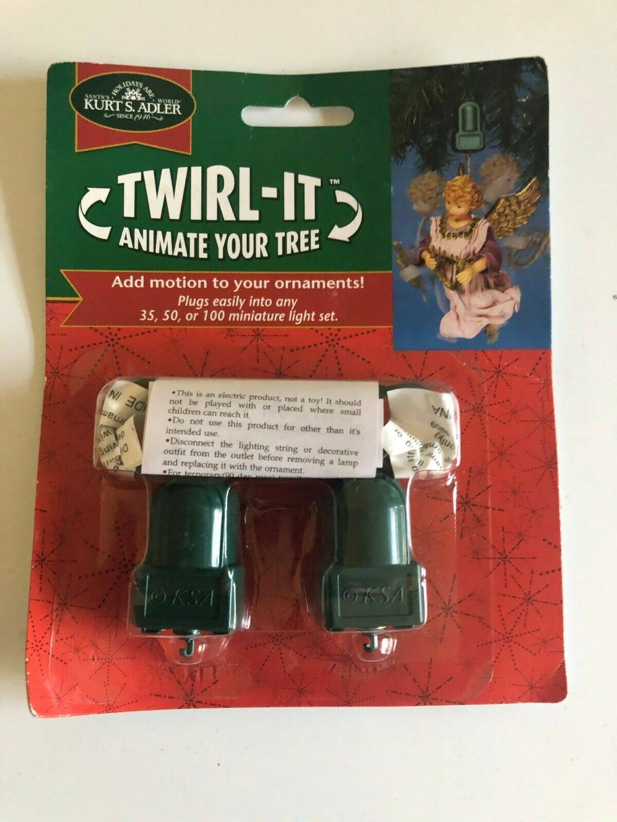 Kurt Adler Twirl It UL Approved Motor Pigtail Ornament- 2 Piece Set