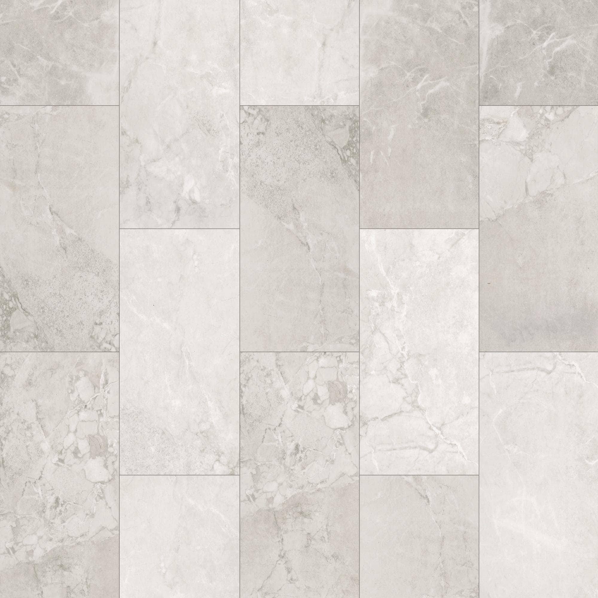 Mohawk Elite Ice Cap Marble 20 Mil x 12 in. W x 24 in. L Click Lock Waterproof Vinyl Tile Flooring (24 sqft/case)
