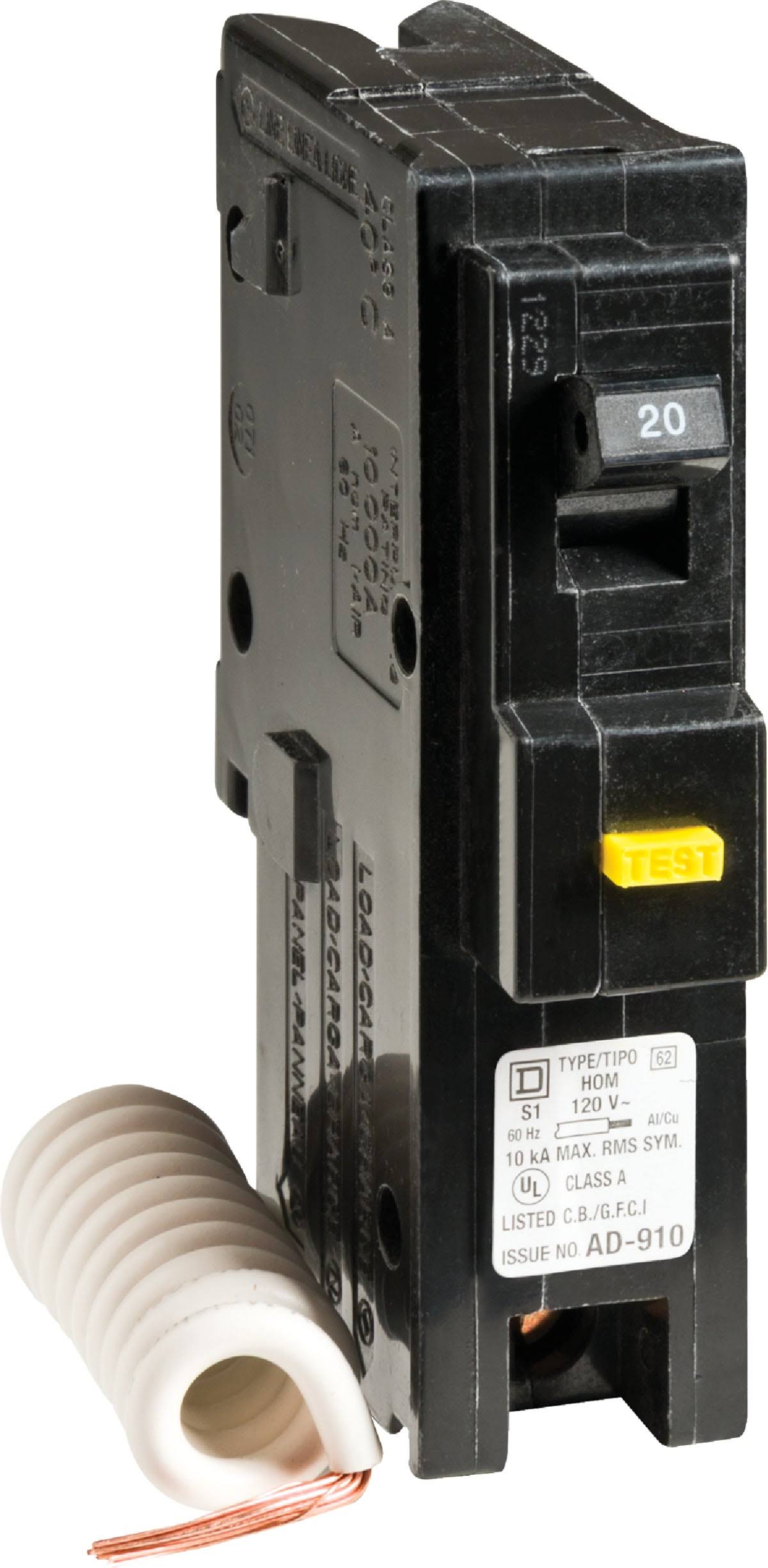 Schneider Electric Square Single-Pole Ground Fault Circuit Breaker, 20 A