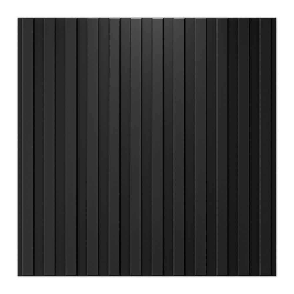 Art3d Slat Fluted Design 1/16 in. x 1-7/16 ft. x 1-3/5 ft. Black Square Edge Decorative 3D Wall Paneling (12 Pack)