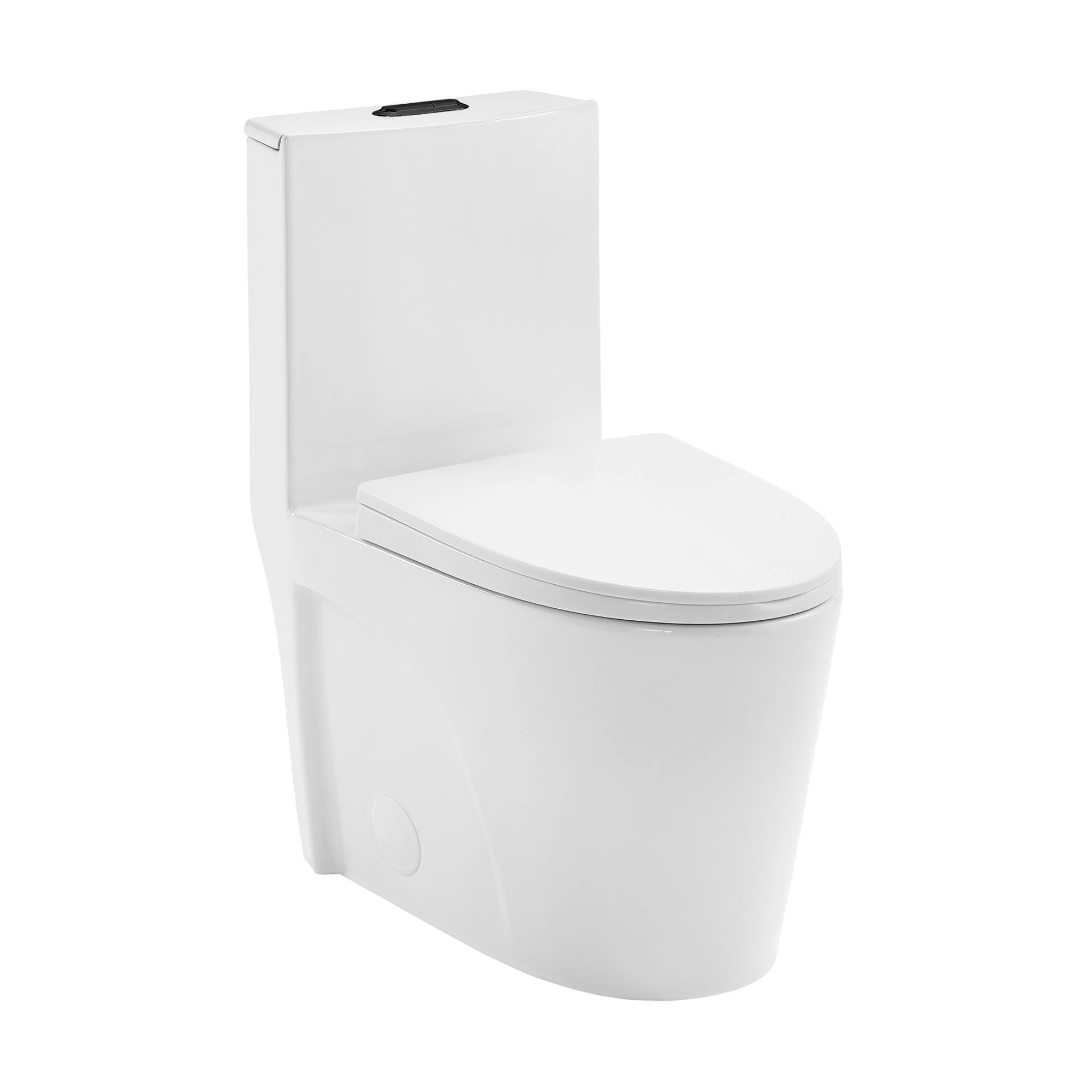 Swiss Madison St. Tropez One Piece Elongated Toilet Dual Vortex Flush, Black Hardware, White