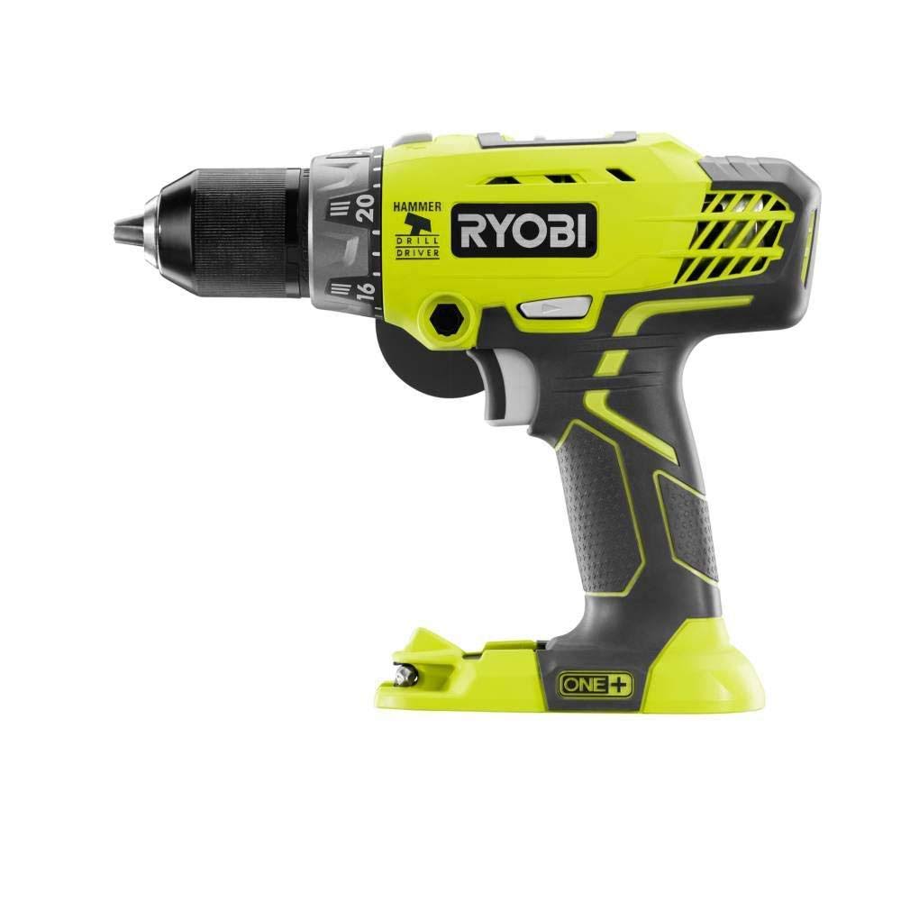 Ryobi P214 One+ 18 Volt Lithium Ion 1/2 inch 600 Pound Torque Hammer Drill/Driver (Tool Only) with Handle (Non-Retail Packaging)