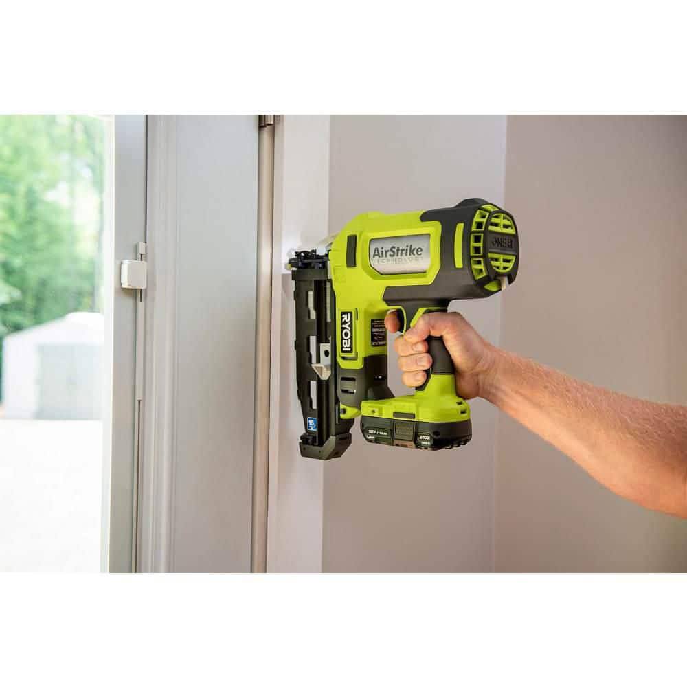 Ryobi PCL1202KN1 One+ 18V Cordless 18-Gauge Airstrike Brad Nailer Kit with 16-Gauge Airstrike Finish Nailer, 1.5 Ah Battery, and Charger