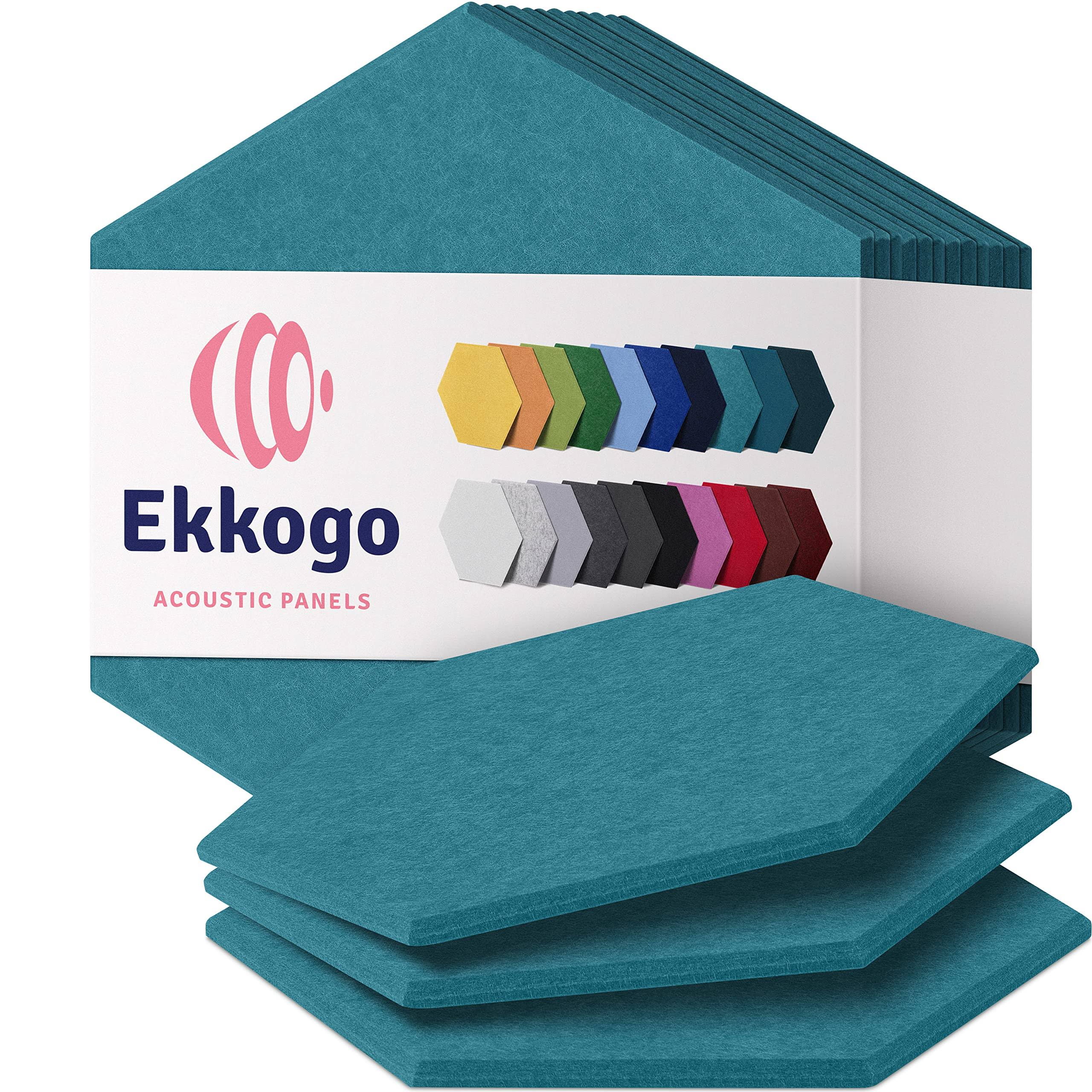 Ekkogo Acoustic Panels 12-Pack Soundproof Wall Panels 12''X10''X0.4'' Sound Panels High Density Sound Dampening Panels- [Light Turquoise Hexagon]