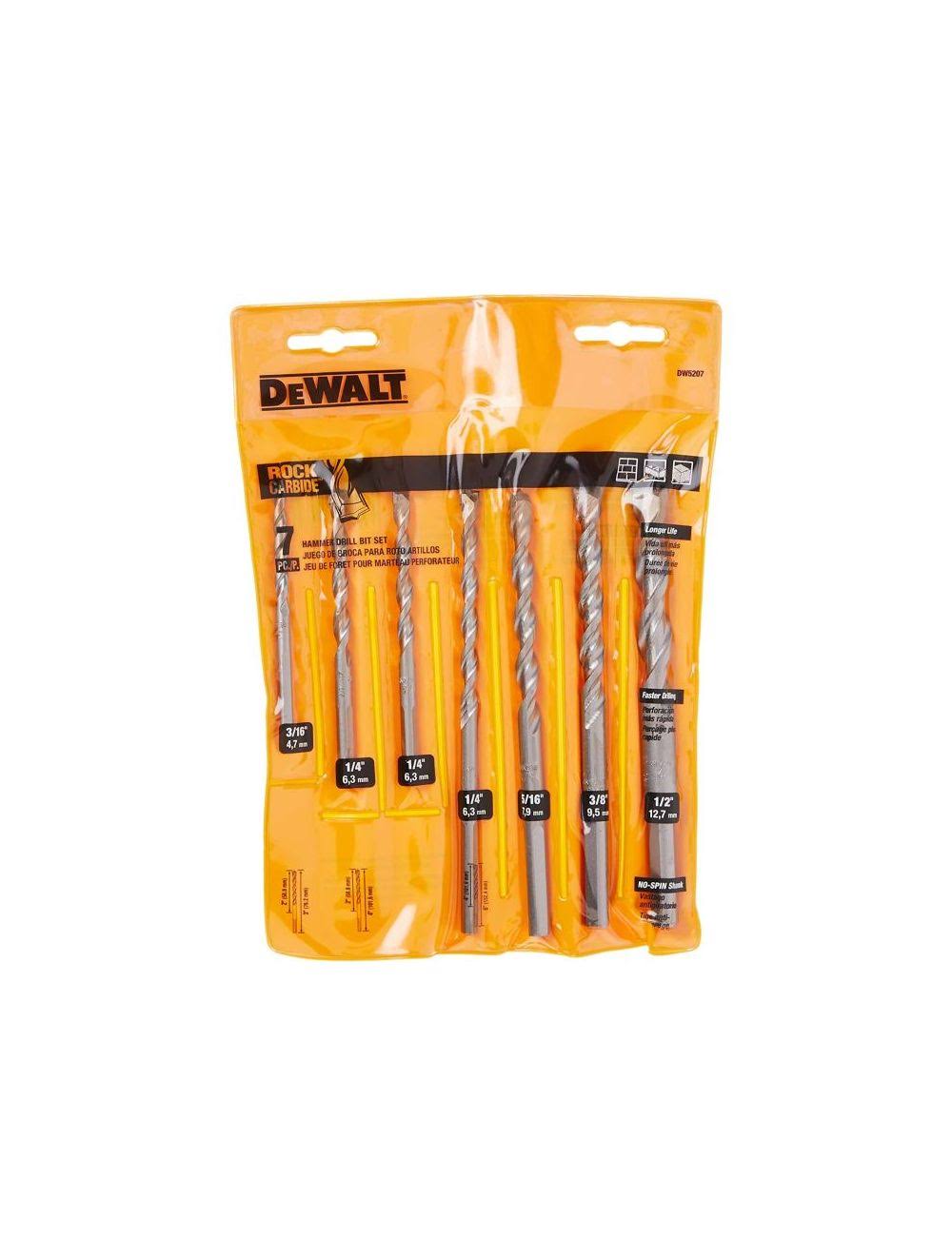 DeWalt DW5207 7-Piece Masonry Drill Bit Set