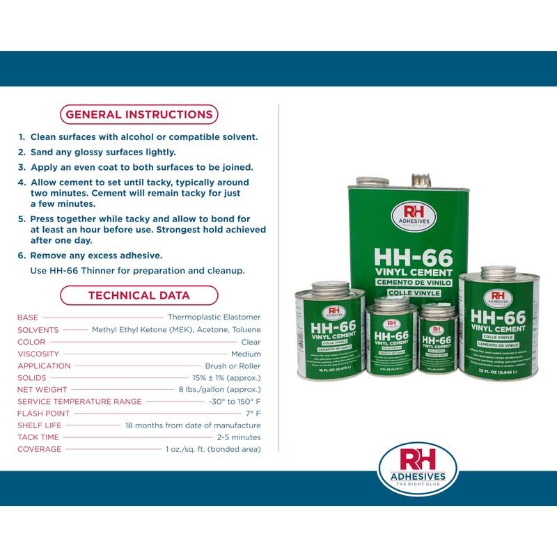 HH-66 Vinyl Cement 4 oz. Can- RH Adhesives