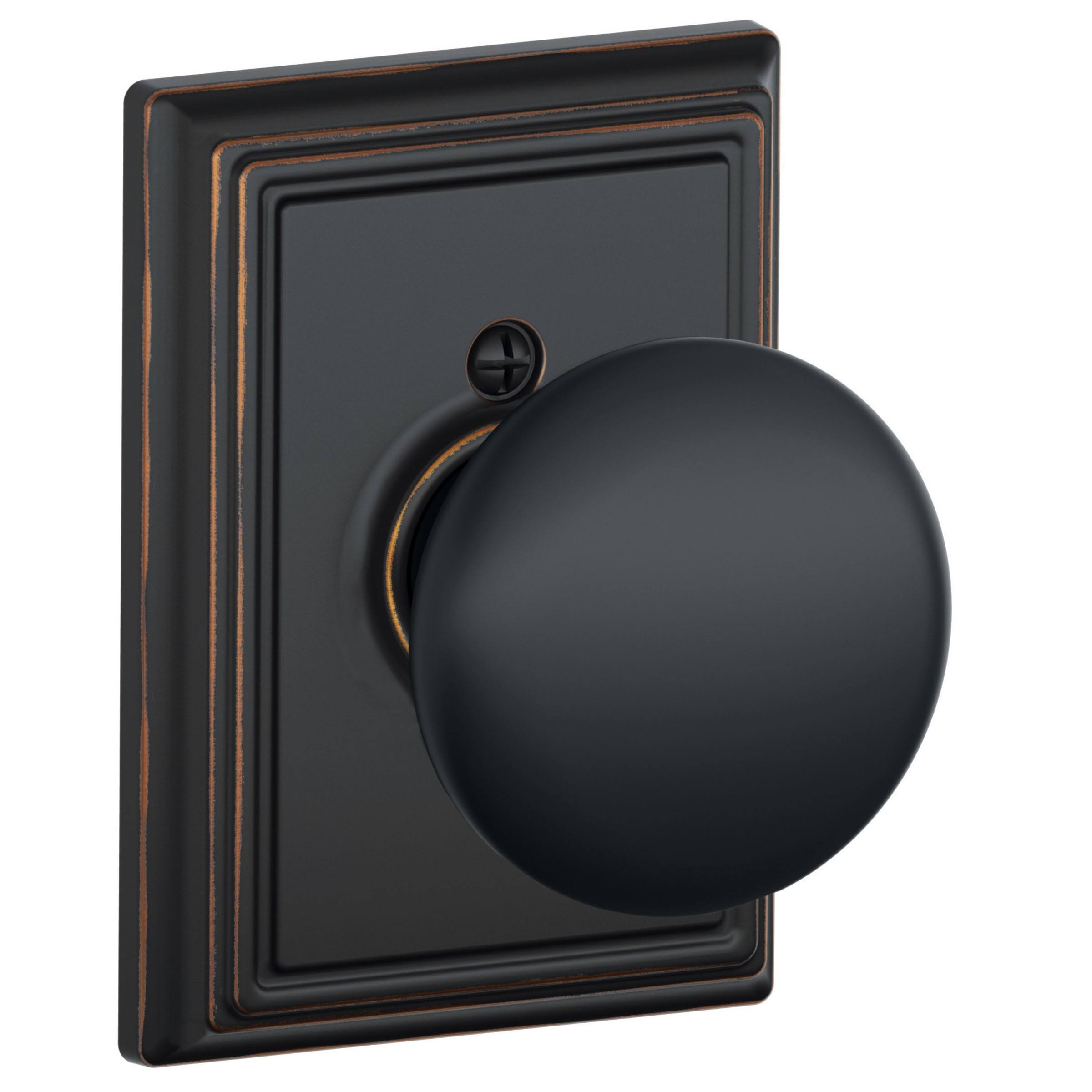 Schlage F170-PLY-ADD Plymouth One-Sided Dummy Door Knob with Decorative Addison Matte Black