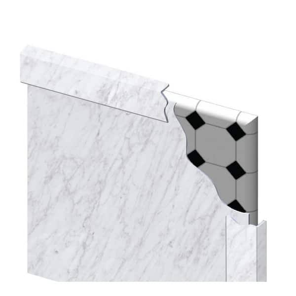 FlexStone 3 in. x 96 in. Remodel Trim with 2 in. Lip in Calacatta White in Gray | FLXSG3296CW