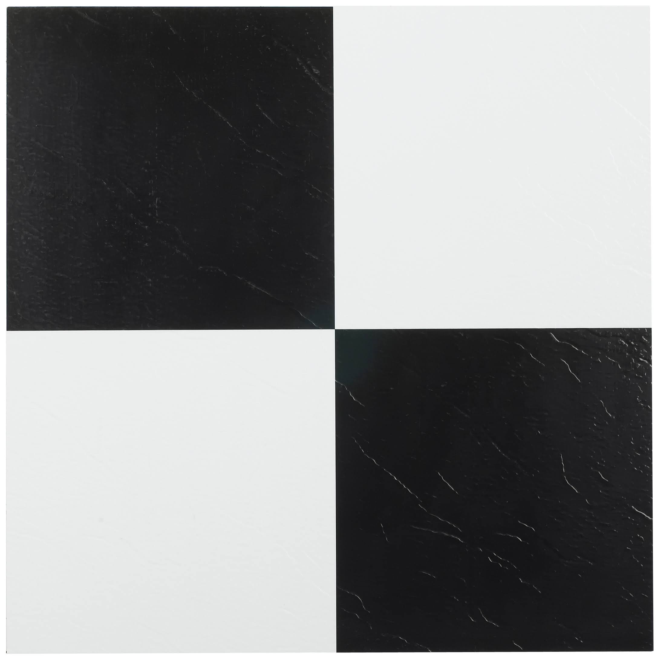 Achim Tivoli Black & White 12x12 Self Adhesive Vinyl Floor Tile- 45 Tiles/45 Sq ft