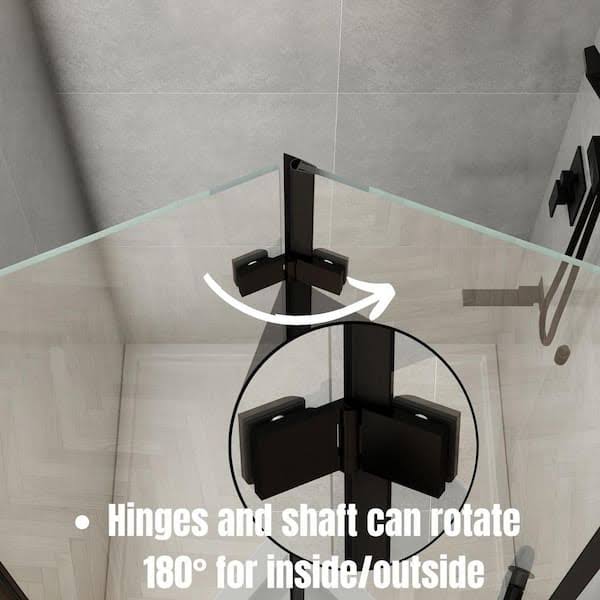 TOOLKISS 34 to 35-1/2 in. W x 72 in. H Bi-Fold Frameless Shower Doors in Black with Clear Glass BFH34MB