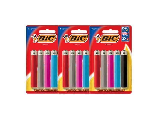 Bic Classic Lighter, Assorted Colors, 5 Count (Pack of 3)