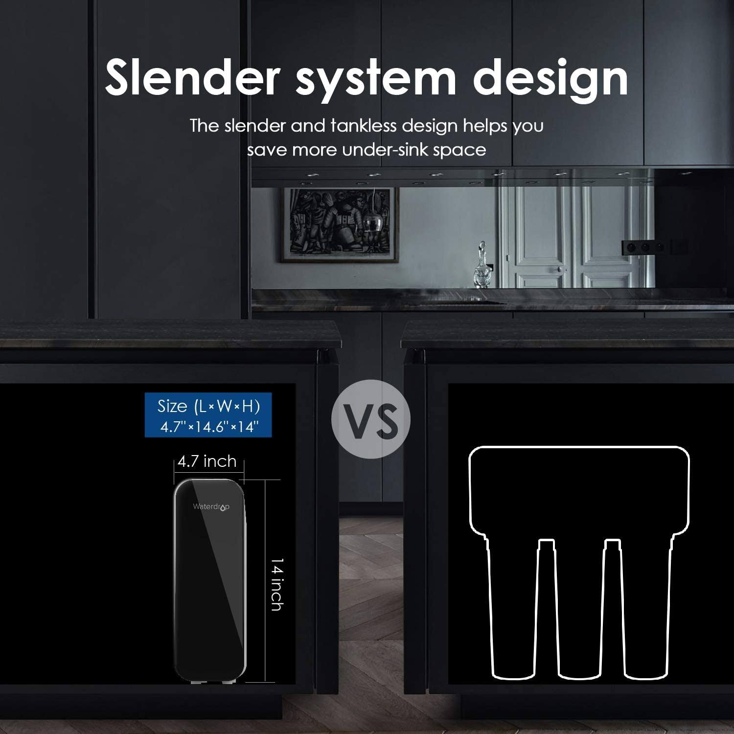 Waterdrop Tsu 0.01��m Ultra-Filtration Under Sink Water Filter System, 3-Stage High Capacity