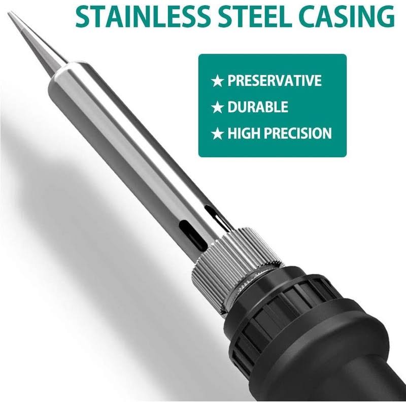 Sremtch Soldering Iron Kit Upgraded 60W Adjustable Temperature Welding Tool with On-Off Switch 9-in-1 Soldering Kits 5pcs Soldering Iron Tips Solder W