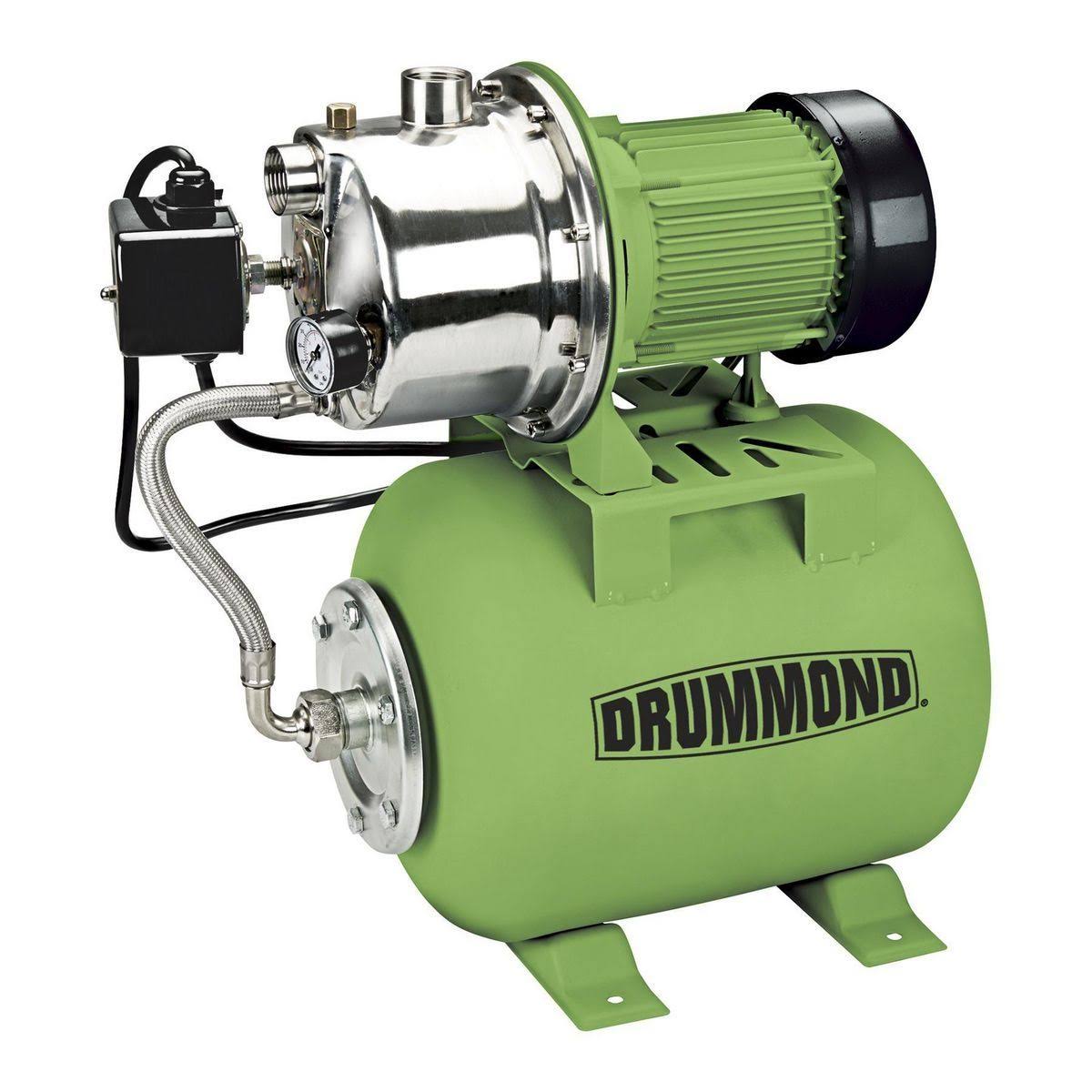 Drummond 1 HP Stainless Steel Shallow Well Pump and Tank with Pressure Control Switch- 950 GPH 63407