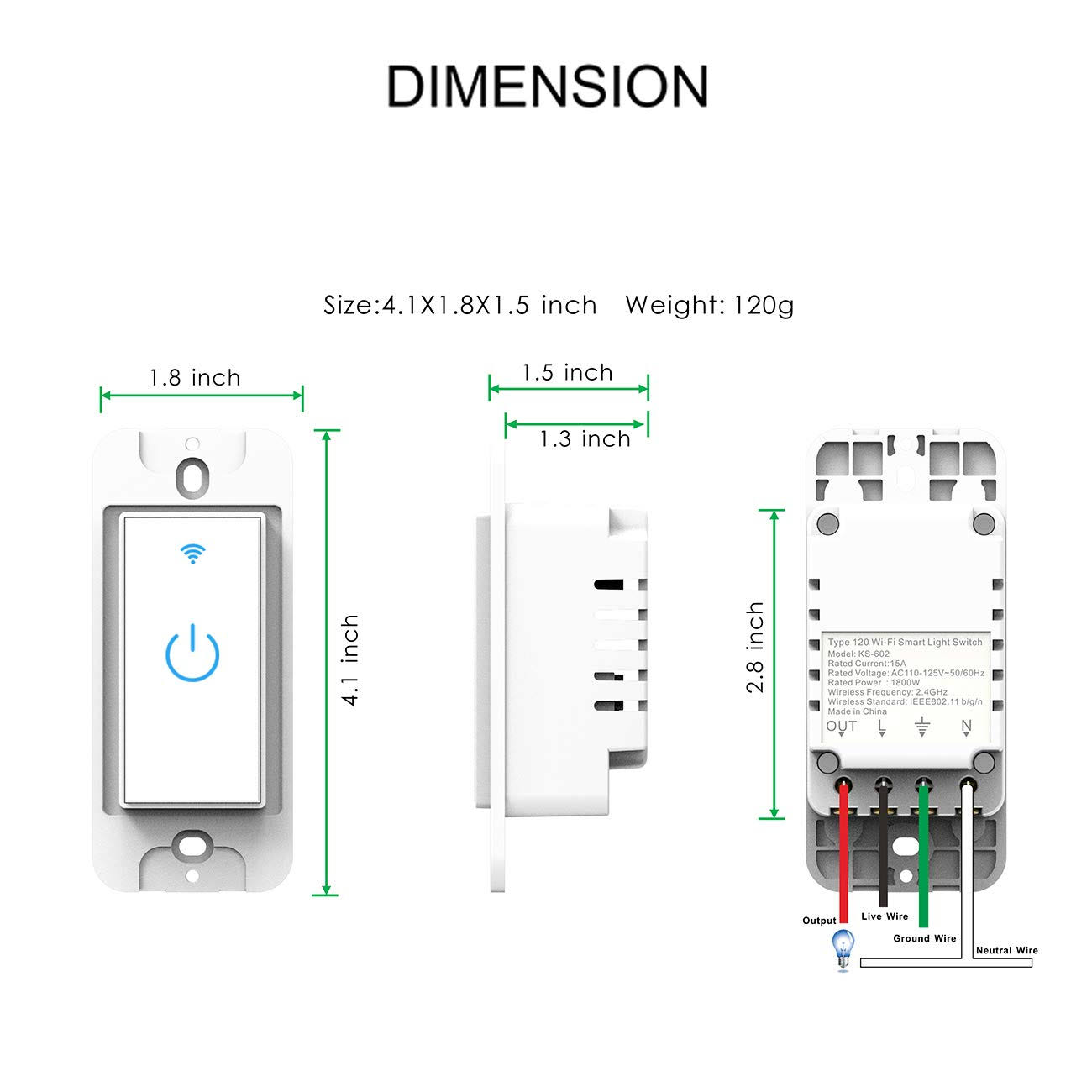 Lesim Smart Switch WiFi Light Switch 3 Gang Wireless Light Switch Compatible with Alexa and Google Home