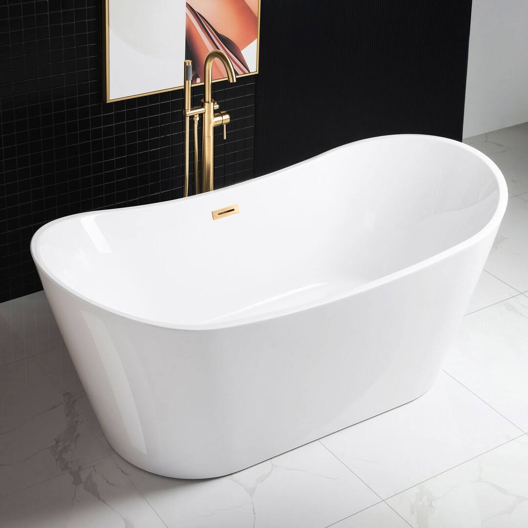 Woodbridge B0010-BG-Drain &O Bathtub, White/Brushed Gold