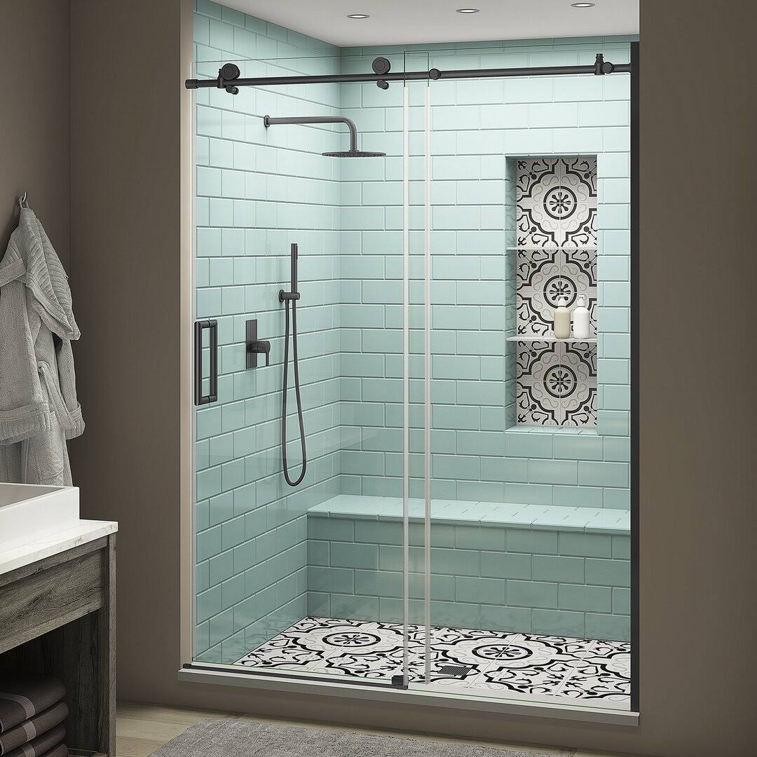 Aston SDR984EZ.UC-6080-L Coraline XL 80 inch High x 60 inch Wide Sliding Frameless Shower Door-, Black