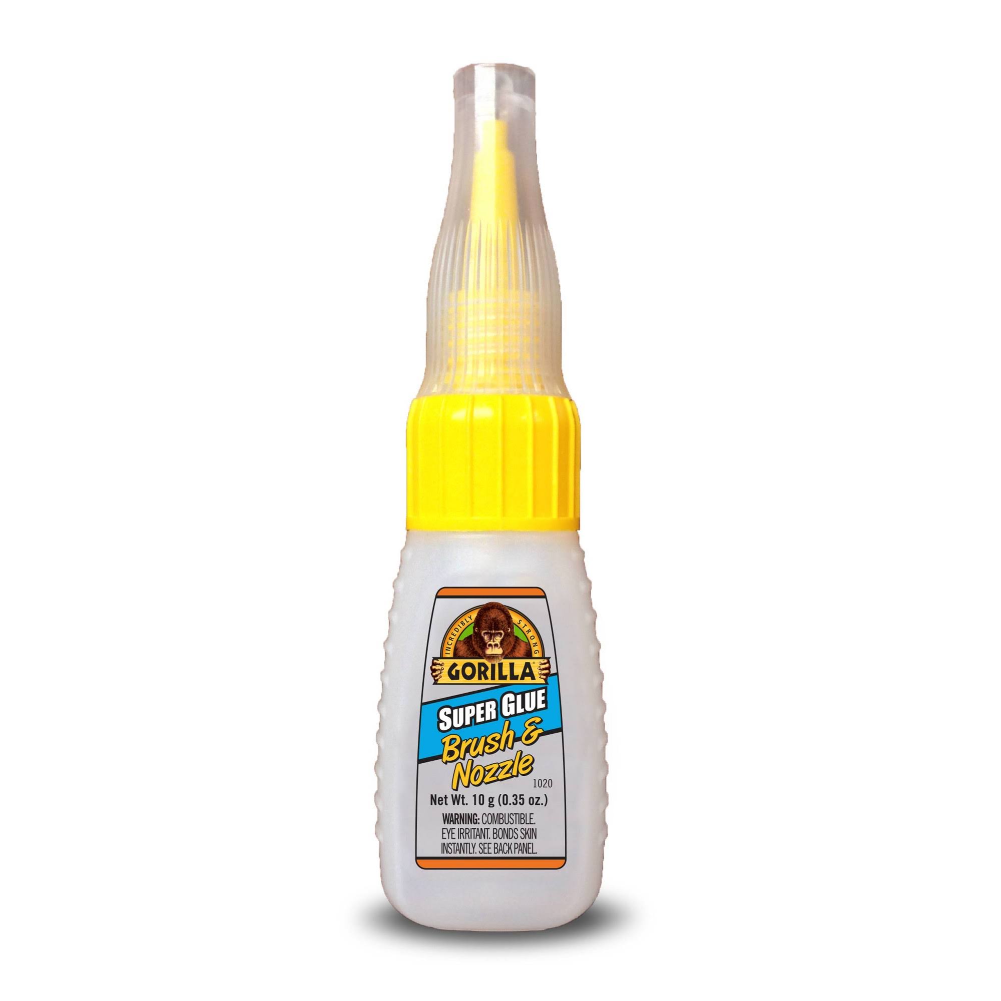 Gorilla Glue Clear Super Glue Brush & Nozzle Bottle, 10 Grams