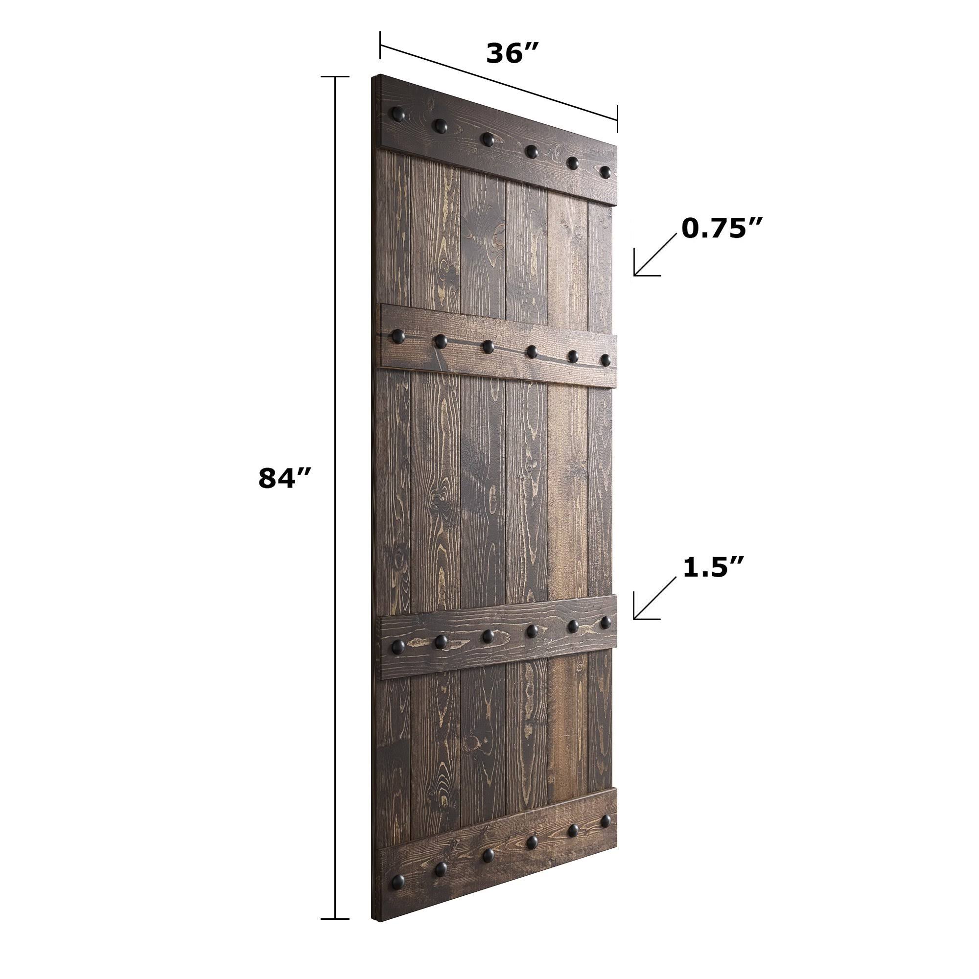 Coast Sequoia 36 in. x 84 in. Castle-Series Knotty Pine Wood Barn Door (kona Coffee)