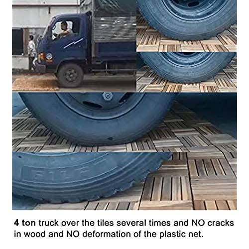 Interbuild Real Wood Interbuild Acacia Hardwood Decking Tilesdecking Board Golden Teak 3030cm 10 Tiles 09 per Pack for Patio & Balcony