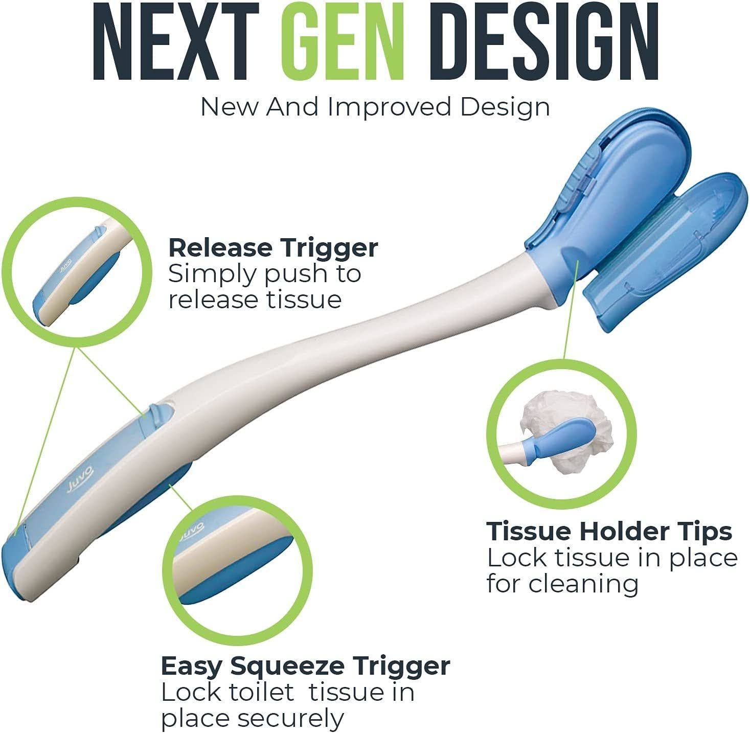 Juvo Toilet Aid with Integrated Hygienic Caddy for Range of Motion Assistance,