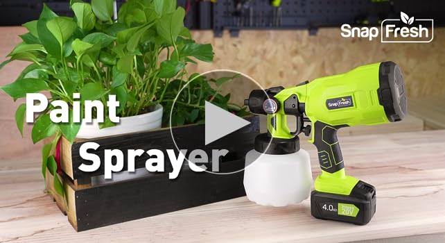 Cordless Paint Sprayer, SnapFresh Power Paint & HVLP Sprayer Gun with 4.0Ah Li-ion Battery & Fast Charger, Electric Paint Sprayer Gun for Painting