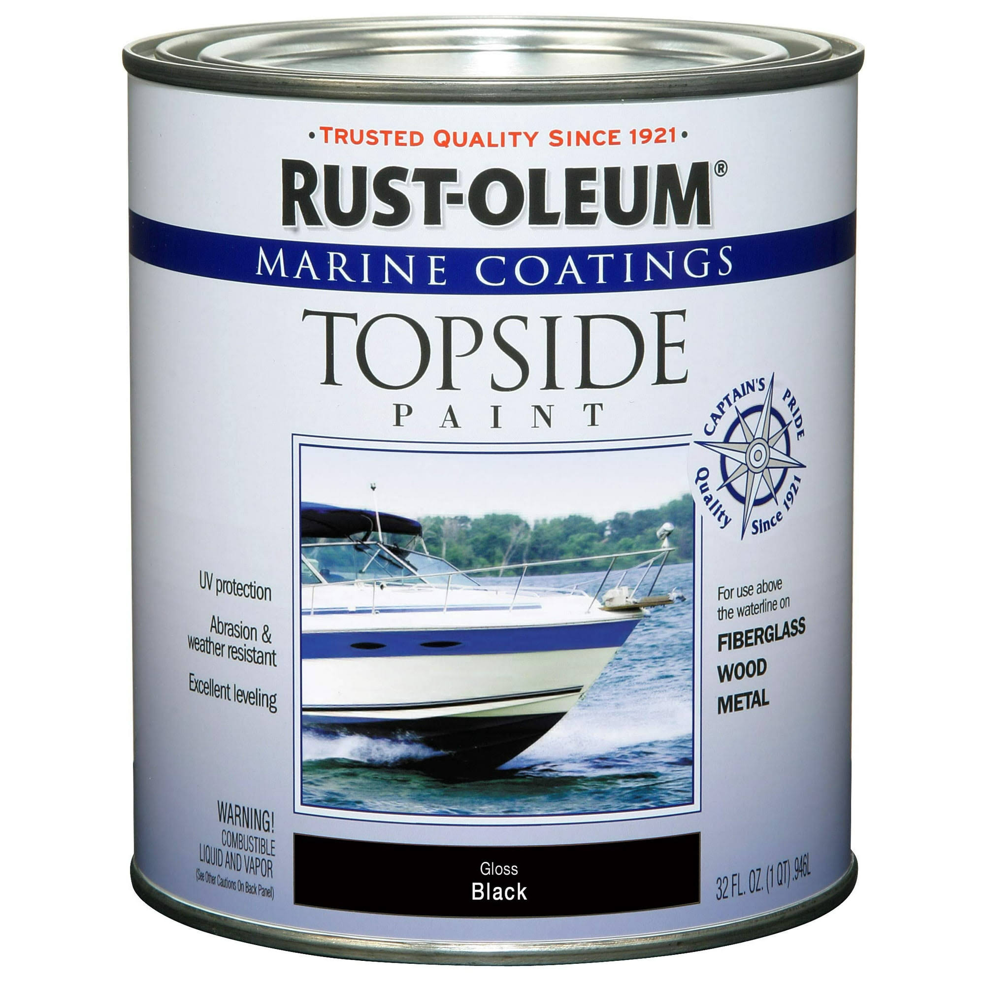 Rust-Oleum 207006 Marine Topside Paint Black 1-Quart