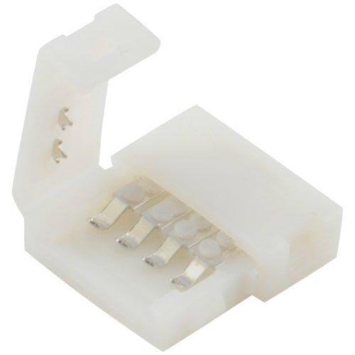 Abi 10mm 4-Pin Solderless Clip-On Coupler Connector for 5050 RGB LED Strip Light (Pack of 10)