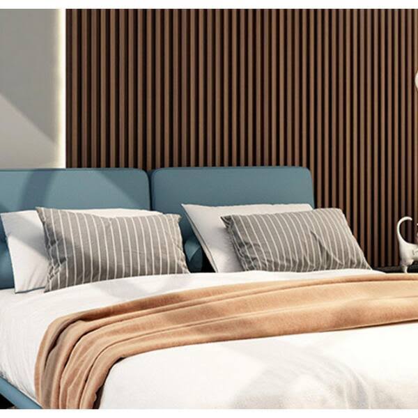 Ejoy 106 in. x 6 in x 0.5 in. Solid Wood Wall 7 Grid Cladding Siding Board in Oak Brown Color (Set of 4-Piece) WC7G_011